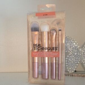 💄Real Techniques Rose Gold Prep + Prime Brush Set — 4-Piece